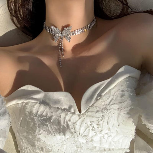 Sexy Shining Crystal Full Rhinestone Choker Crystal Butterfly Choker for Lady Party Jewelry...