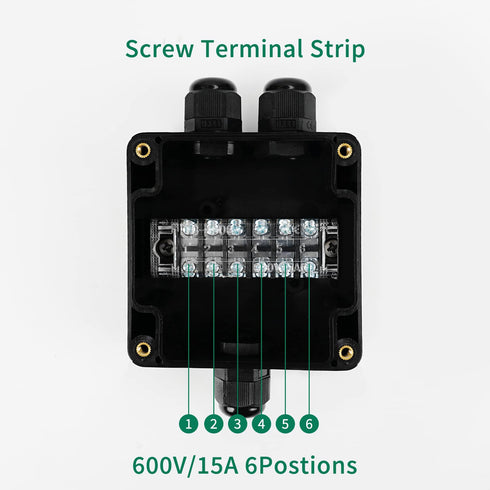 ABS IP67 Waterproof Dustproof Electrical Junction Box, with 15A 600V Barrier Terminal Cable Connector, 1 in/2 Out Power Junction Box?3.26*3.18*2.2...