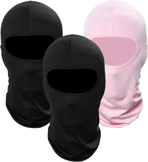 3 Pack Balaclava Face Mask, Ski Mask for Men Women, UV Protection Windproof Scarf for Motorcycle Snowboard Cycling 2 Black/1 Pink...