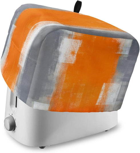 Toaster Dust Cover with Pockets, Orange and Grey Abstract Art Texute Soft Washable 2 Slice Toaster Cover, Dust-proof Cover for Small Appliance Cov...
