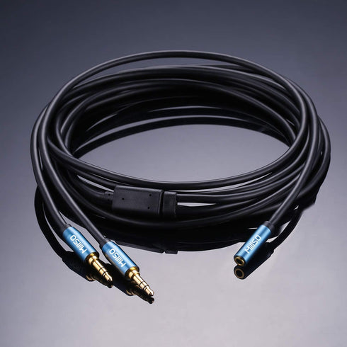 MillSO Audio Splitter, Female to 2 Male 3.5mm TRS Audio Splitter, 8 Feet SapphireBlue&Gold-Plated Stereo Jack Headphones Adapter Cable for Smartph...