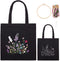 WADORN DIY Canvas Tote Bag Embroidery Kit, Black Personalized Canvas Bag Kit Flower Cross Stitch Kit with Pattern DIY Crafts Embroidery Starter Ki...