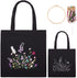 WADORN DIY Canvas Tote Bag Embroidery Kit, Black Personalized Canvas Bag Kit Flower Cross Stitch Kit with Pattern DIY Crafts Embroidery Starter Ki...