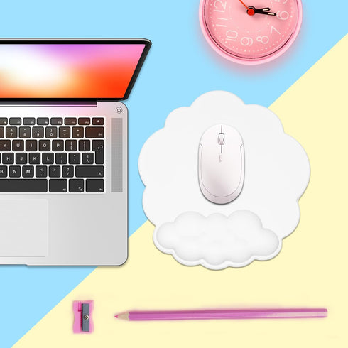 JIKIOU Mouse Pad Wrist Support with Leather Surface,Cloud Wrist Rest Mousepad with Memory Foam,Non-Slip PU Base Mouse Pad for Home Office Laptop M...