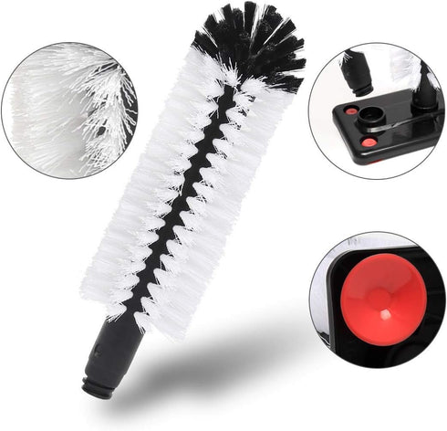 Water Bottle Cleaning Brush Glass Cup Washer with Suction Base 3 Head Bristle Brush for Beer Cup, Long Leg Cup, Red Wine Glass and More Bar Kitche...