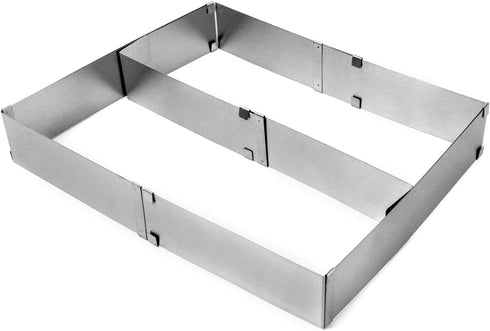 QWORK Stainless Steel Sheet Pan Extender, Adjustable Cake Mold Ring, Half Size, Square, 1 Pack...