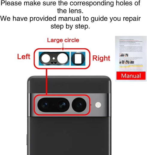 2 PCS for ASDAWN Back Rear Camera Lens Glass Replacement for Google Pixel 7 Pro 6.7 Incheswith Pre-Installed Adhesive, Pixel 7 Pro Back camera Len...