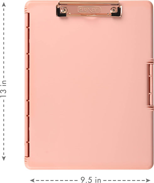 Dexas Slimcase 2 Storage Clipboard with Side Opening, Blush Pink with Rose Gold Clip, Office Supplies Clipboards to Carry and Store, A4 Holder, Co...