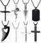 MAIBAOTA 8 Pcs Necklace for Men, Mens Necklaces Jewelry Set, Black and Silver Stainless Steel Necklace, Cross Pendant Necklace, 16-24 inches Chain...