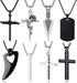 MAIBAOTA 8 Pcs Necklace for Men, Mens Necklaces Jewelry Set, Black and Silver Stainless Steel Necklace, Cross Pendant Necklace, 16-24 inches Chain...