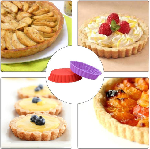 FUNBAKY Silicone Quiche Pan, Mini Pie Pan Non-stick Round Silicone Baking Molds 10 Packs...