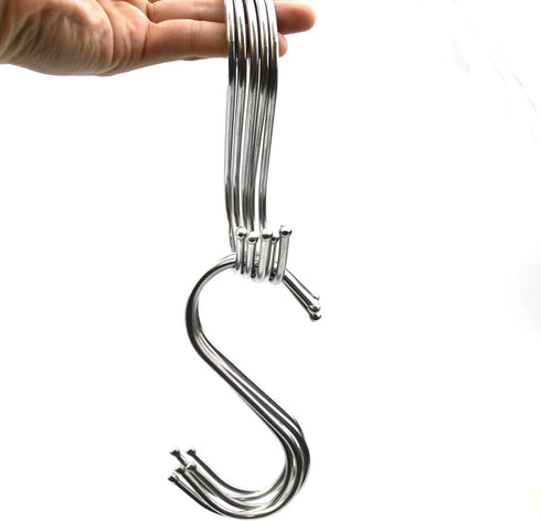 Heavy Duty Metal Chrome Plated S Shape Hooks, Set of 10 (Large)...