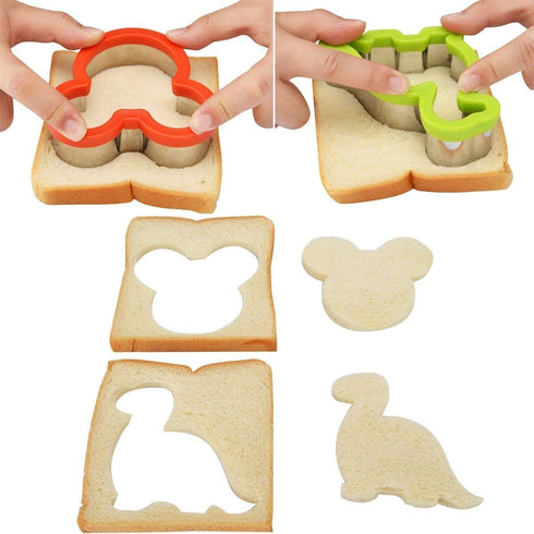 Sandwich Cutter Set Fruit Cutters Bread Cutout Shapes for Kids Lunch Butterfly Dinosaur Unicorn Mousehead Food Shaped Cookie Cutters 13 Pack for B...