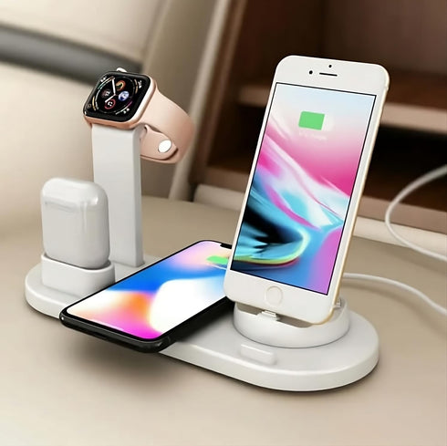 Seamless 4-in-1 Wireless Charging Station: Fast Charging for iPhone 15 to 12 Pro Max, Apple Watch, AirPods & Android Phones | Effortless Charging ...