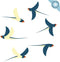 Brand 6 Flying Swallow Static Cling Decals for Glass Windows & Doors - Anti Collision Bird Stickers Decor, Navy-Cream-Orange, Reusable, Made in US...