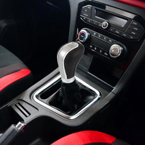 Arenbel 5 Speed Leather Gear Stick Lever Type R Shift Handle Car Shifter Knob Replacement Fit Most Manual Vehicles, Silver Black...