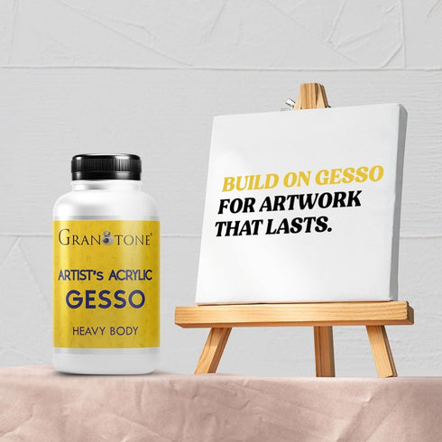 GRANOTONE Acrylic Gesso Water Base | Matte Finish | Interior/Exterior Use | Long Lasting For Acrylic Painting | Non-Toxic Universal Gesso Finish P...
