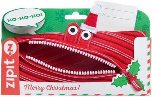 ZIPIT Christmas Monster Pencil Case for Kids | Christmas Themed Holiday Gift for Kids | Pencil Bag for Boys & Girls (Red)...