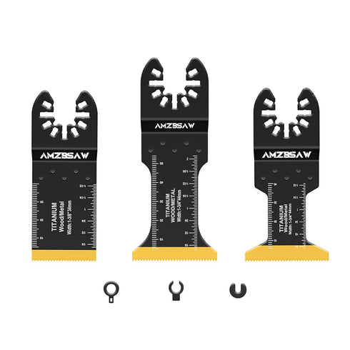 3PCS Titanium Oscillating Saw Blades Metal Cutting, Universal Multitool Blades for Metal Nails Hard Material and Wood Plastic, Multi Tool Blades K...