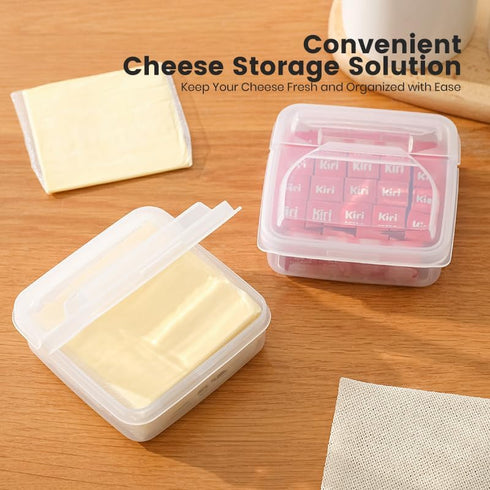 Sliced Cheese Container for Fridge Clear Plastic Flip Lid Cheese Slice Storage Box Refrigerator Organizer for Food Grated Cheese Singles Convenien...