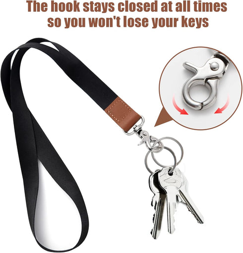 Lanyards for Keys, Black Keychain Long Lanyard for Women Men, Cute Neck Lanyard for ID Badges Wallet...