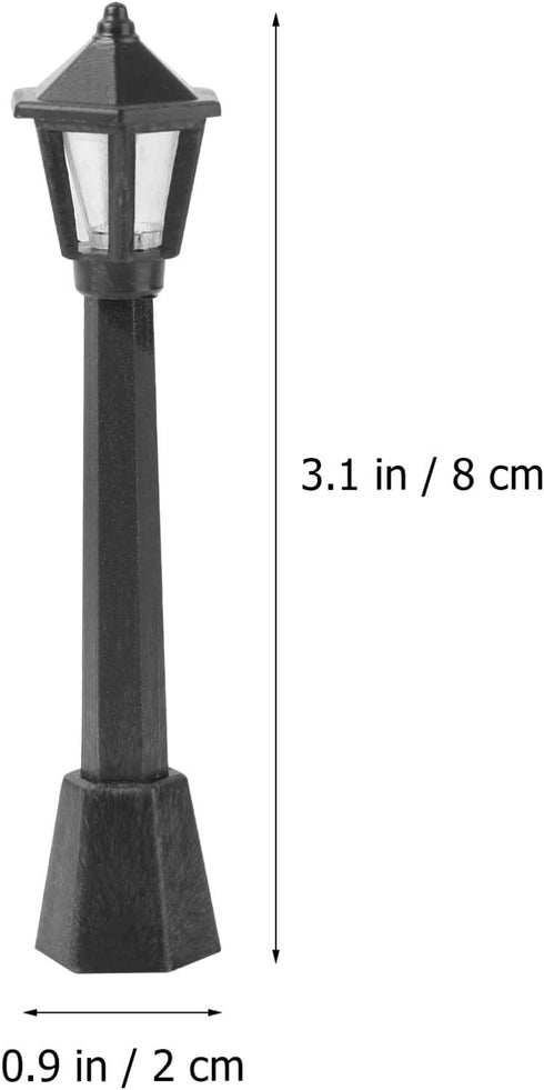 SEWACC 6pcs Mini Street Light Models Miniature Street Lamp Models Decorative Pathway Lantern Post for Miniature Doll House Micro Landscape Lamppos...