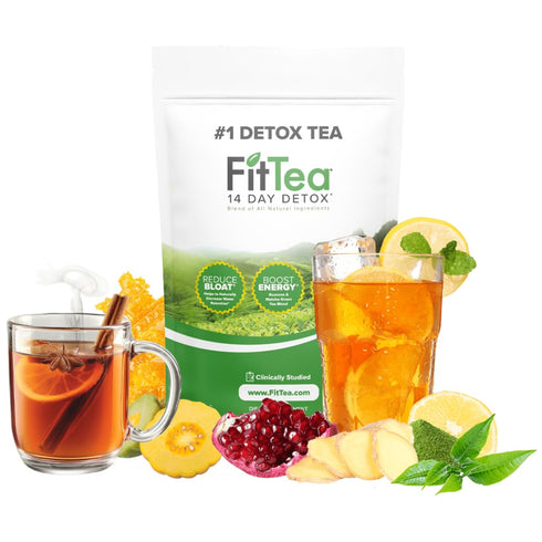 FitTea The Original 14 Day Detox Tea with Organic Green Tea ECGC, Garcinia Cambogia and Ginger - Colon Detox Cleanse to Help Bloating and Support ...
