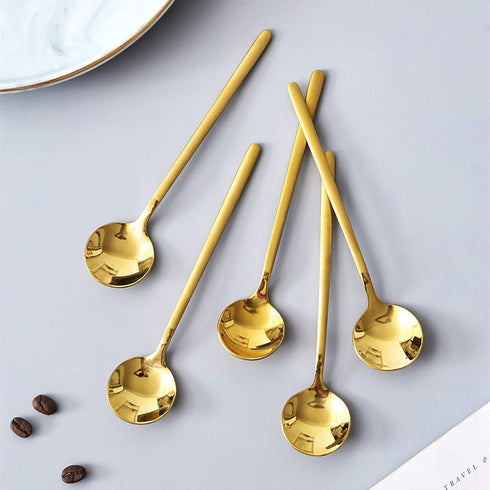 Jucoan 16 Pack Espresso Spoons, 5 Inch Mini Coffee Spoons for Stirring Coffee, Gold Plated Stainless Steel Teaspoons for Dessert Sugar Cake Ice Cr...