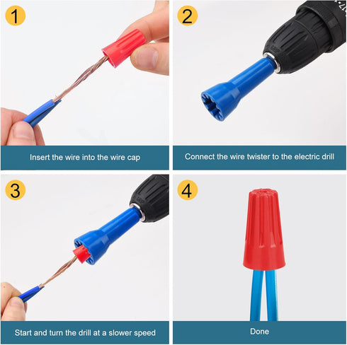 Wire Twister Tool for Drill, Wire Nut Twister, 3 Pack Drill Wire Twister Tool for Connector Wire Twisting Tool with 1/4" Chuck, Enhance Wiring Eff...