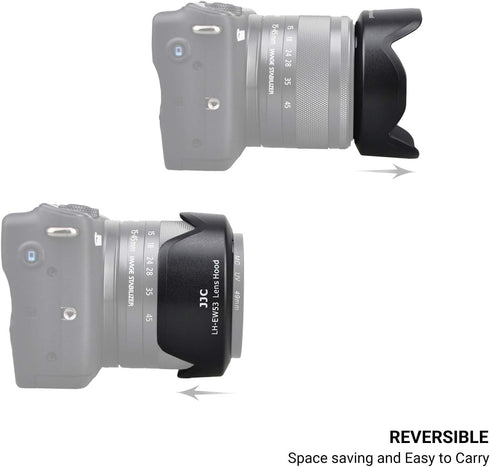 Reversible Lens Hood for Canon EF-M 15-45mm F3.5-6.3 is STM and RF-S 18-45mm F4.5-6.3 is STM Lens on EOS R100 R50 R10 R7 M50 M6 Mark II M200 M100 ...
