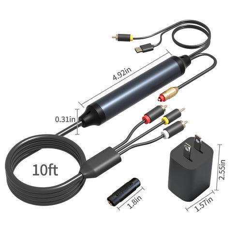 Digital Coaxial Optical to Analog 3.5mm AUX Audio Cable,192Khz Digital to Anlog Audio Optical to RCA Adapter for TV/PS4/Xbox/DVD/Optical Port to S...