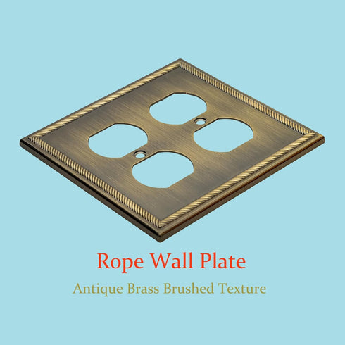 Wall Plate for Electrical Outlets, Decorative Antique Brass Switch Plates Outlet Cover, Light Switch Cover Plate, 2-Gang Wall Plates, Solid Zinc A...