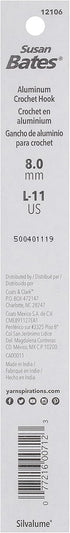 Susan Bates 5-1/2-Inch Silvalume Aluminum Crochet Hook, 8mm, Silver Pink...