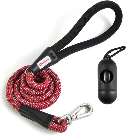 Marvelous Strong Dog Leash with Comfortable Nylon Handle and Highly Reflective Threads for Large and Medium Dogs (Red)...