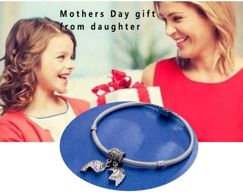 Choruslove Mothers Day Series 925 Sterling Silver Dog Paw, Mother Daughter/Son Heart Piece, I Love You Mom, Family Tree, Best Friend Bear Beads fi...