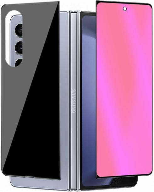 Anti-Blue Privacy Tempered Glass For Samsung Galaxy Z Fold 4 2022 Mirror Anti-Spy Anti-Peeping Screen Protector Front+Back Film Electroplated Grad...
