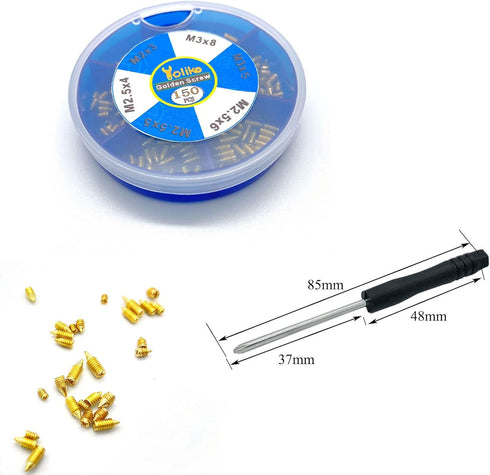 150 pcs Nickel Plated Tip Screws Pointed Cross Slot Leather Accessories 6 Sizes Belt Screws Include M2×3?M2.5×4?M2.5×5?M2.5×6?M3×5?M3×8 with 2mm S...