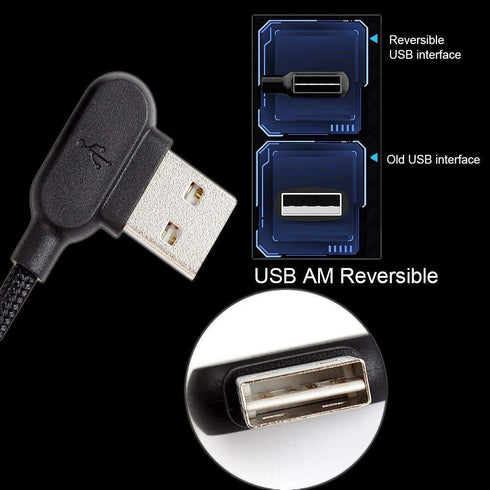 (2 Pack + iPhone Bag) USB 90 Degree Right Angle Design Gaming iPhone LED Nylon Braided Sync Charge New USB Reversible Data 6FT/1.8M Cable Compatib...