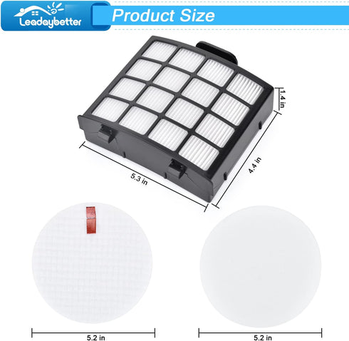 Leadaybetter AZ2002 Vacuum Filter Replacement for Shark Vertex DuoClean PowerFin Upright Vacuum AZ2000 AZ2000W AZ2002, 2 HEPA, 4 Foam and 4 Felt F...