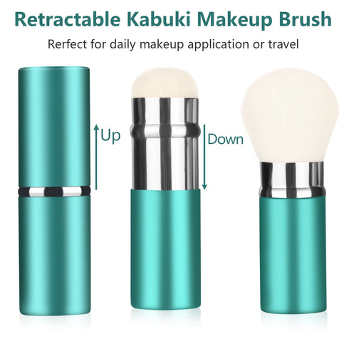 Falliny Retractable Makeup Brushes, Travel Mini Face Kabuki Blush Brush, Portable Powder Foundation Sunscreen Brush with Cover for Blush, Bronzer,...