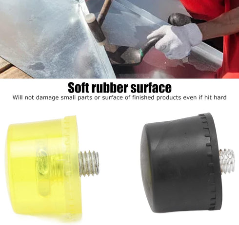 4 Pcs Rubber Hammer Replacement Striking Head Yellow Black Plastic Mallet Head Tips Set for Jewelry Craftsman, Leather Crafts, Wood, Flooring Inst...