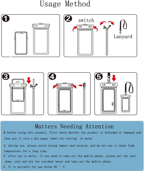 Waterproof Pouch Cell Phone Dry Bag Case for Samsung Galaxy Note 20 Ultra S22 Ultra S20 A03s A01 A13 A21 A12 A32 A42 A52 A51 A71 5G, iPhone 13 12 ...