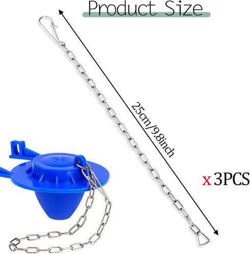 3 Pcs Toilet Bowl Chain Replacement Toilet Flapper Chain Stainless Steel Universal Flapper Chain Replacement Kit Toilet Lift Chain Replacement wit...