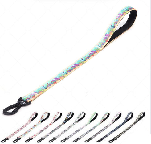 Dog Leash for Training and Walking - Fashionable Floral Print, Suitable for Medium to Large Dogs - with Climbing Lock Buckle and Comfortable Padde...