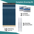 Drawing Pencils - 17 Piece Sketch Pencils Set, Professional Drawing Pencils for Sketching, Kneaded Erasers, 3 Blending Stumps - 12 Graphite pencil...
