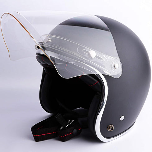 Universal 3-Snap Flip Up Visor Shield Lens for Retro Open Face Motorcycle Helmet (Clear)...