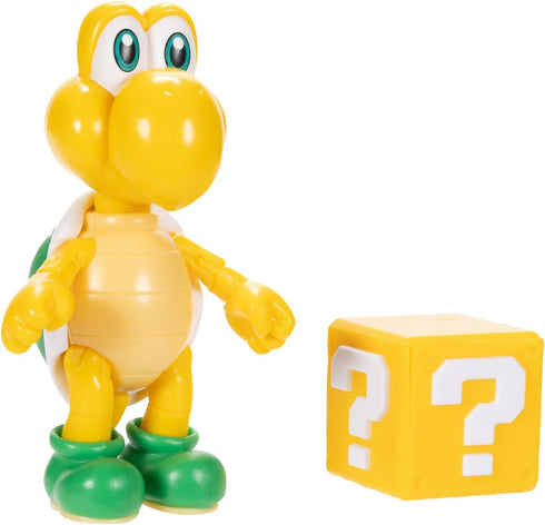 Super Mario Nintendo 4-Inch Green Koopa Troopa Poseable Figure with Question Block Accessory. Ages 3+ (Officially licensed)...