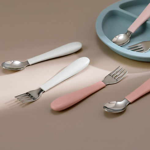 CoixFoam 8 Pieces Toddler Utensils, Toddler Safe Silverware Set With Food Grade Silicone Hanlde, 18/8 Stainless Steel, Perfect Length For New Self...