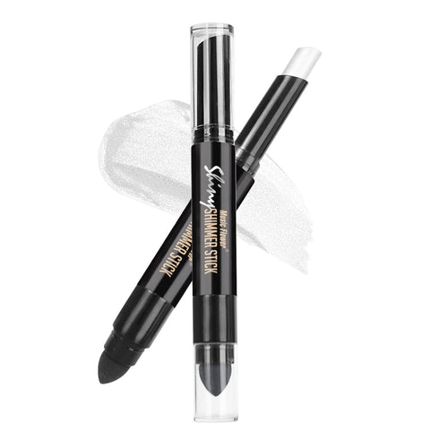 Highlighter Stick, Double Ended Highlighter Makeup Stick with Sponge Brush, Shimmer Waterproof Long Lasting Smooth Silver Glitter Brighten Face Ma...