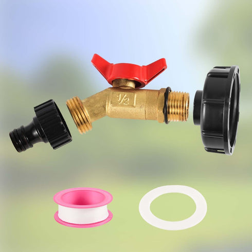 IBC Tote Adapter, 2" Coarse Threads IBC Tote Water Tank Adapter for 275-330 Gallon IBC Tote Fittings Parts Solid Brass Hose Faucet Valves and Gard...